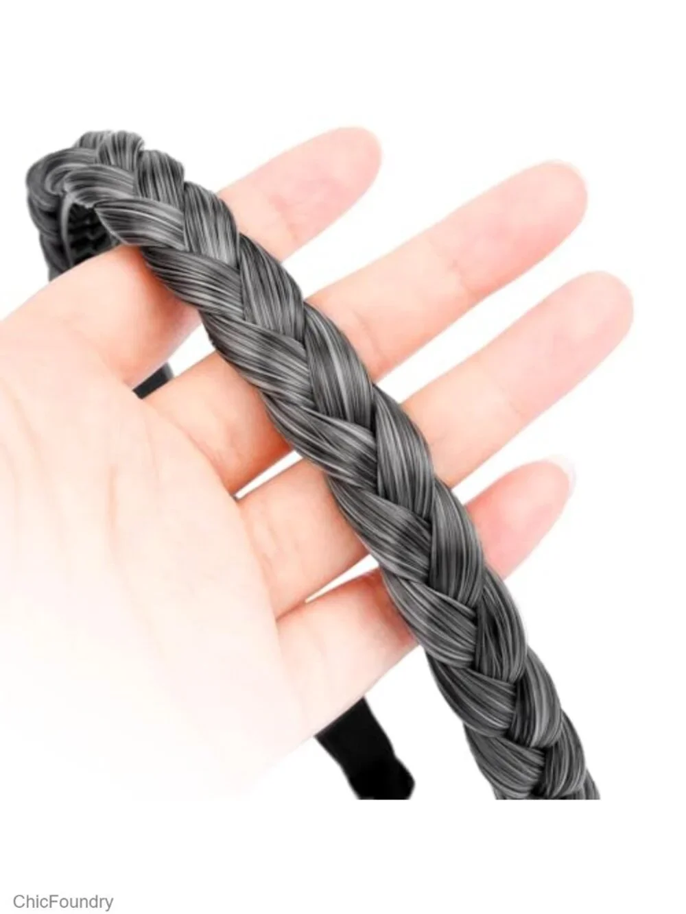 Synthetic Hair Plaited Headband Braided with Teeth for Women